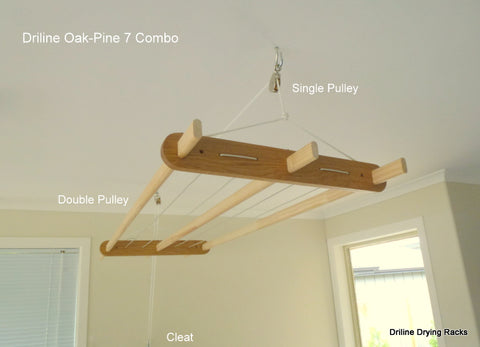 The Oak-Pine 3-Lath 4-Rope Combo Clothes Drying Rack
